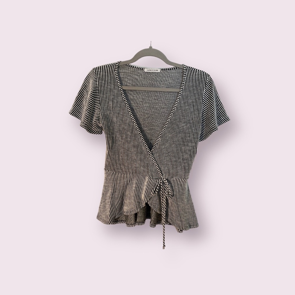 Caution to the Wind Peplum Striped Shirt